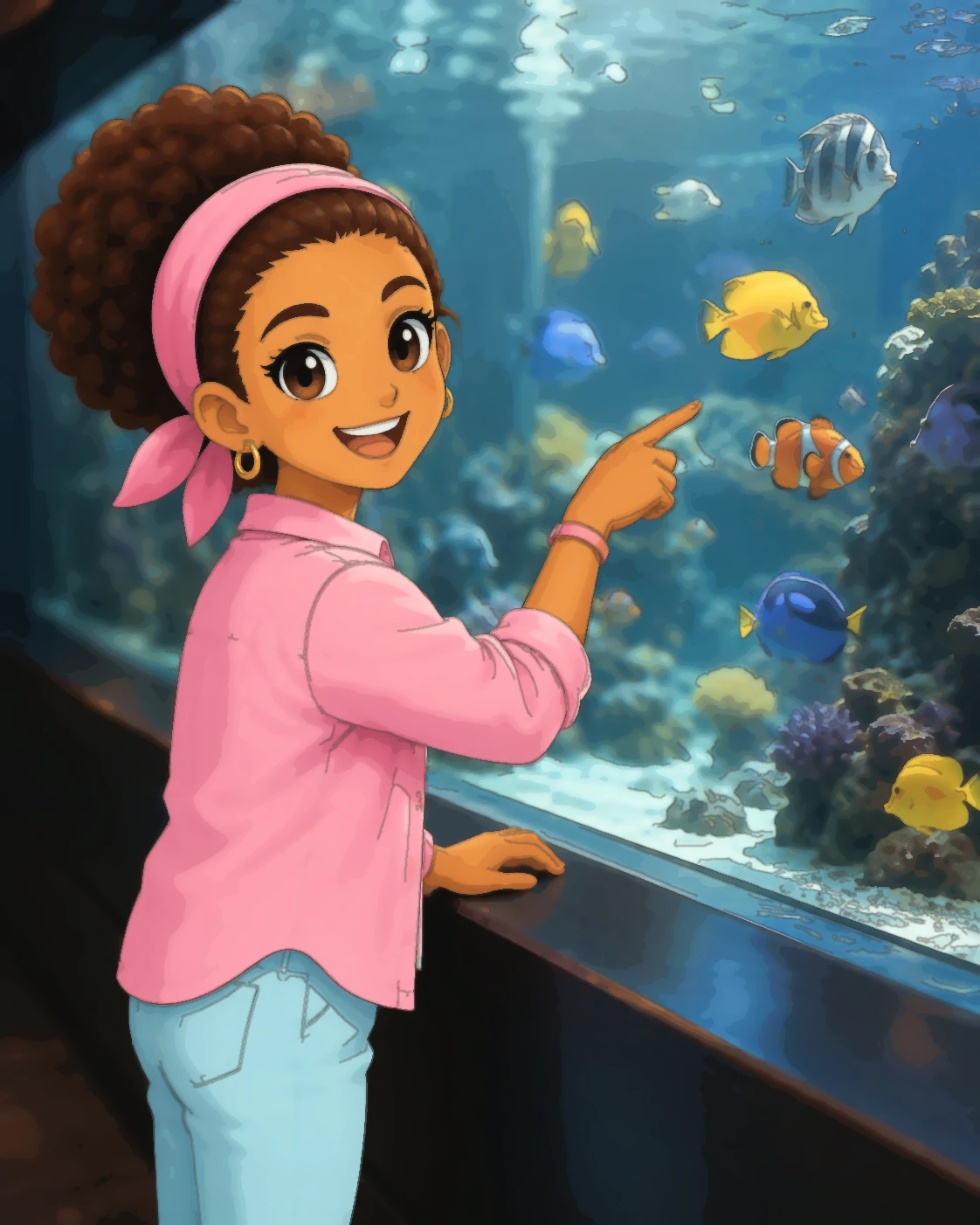 Susy observe les poissons