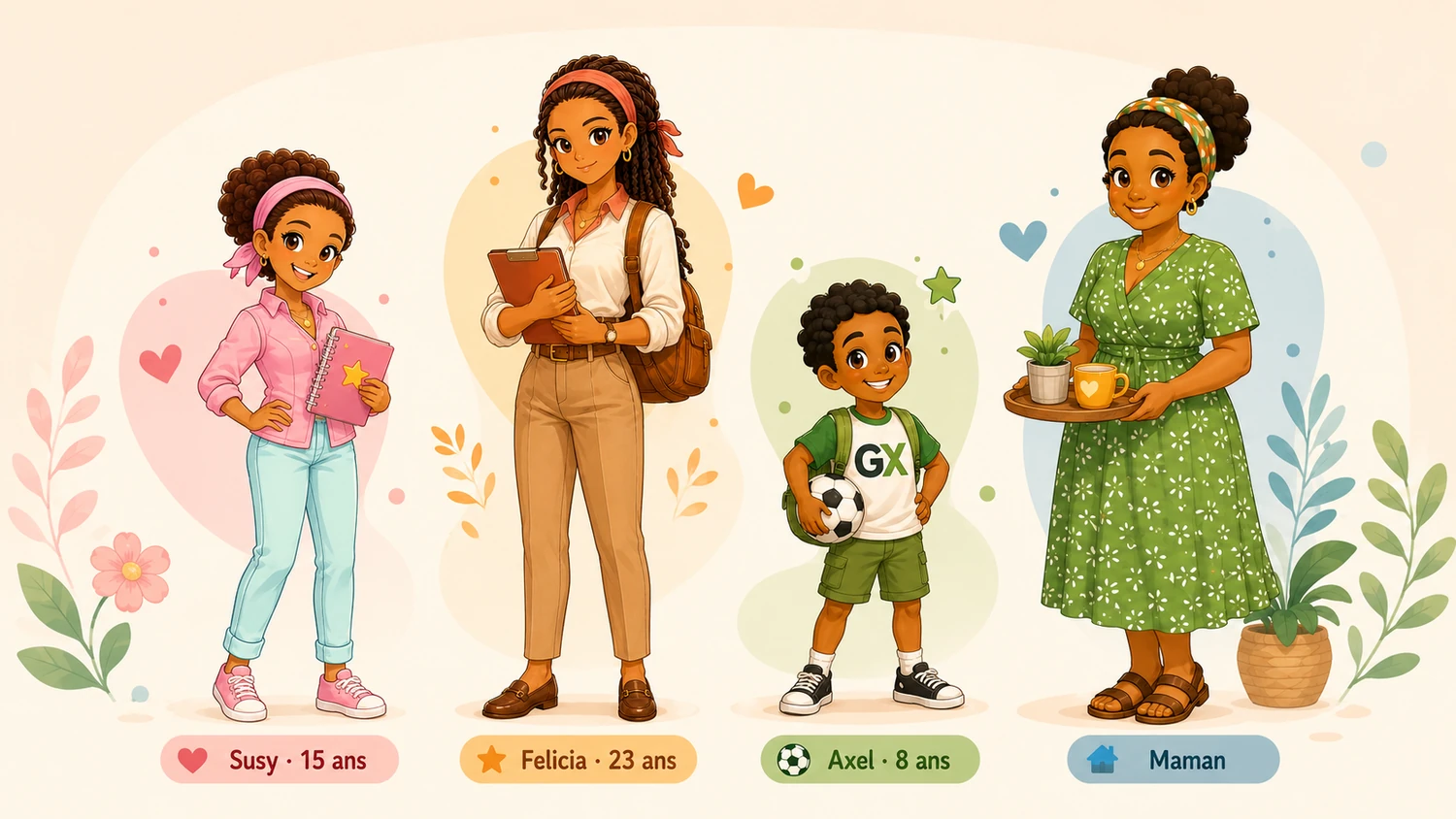 Susy, Felicia, Axel et Maman